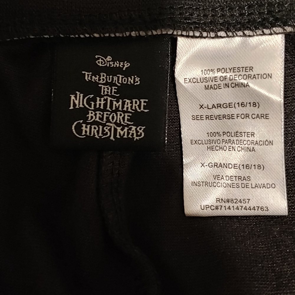 Disney Black Pajama Pants with Silver Halloween Skull & Web Print - Picture 6 of 9